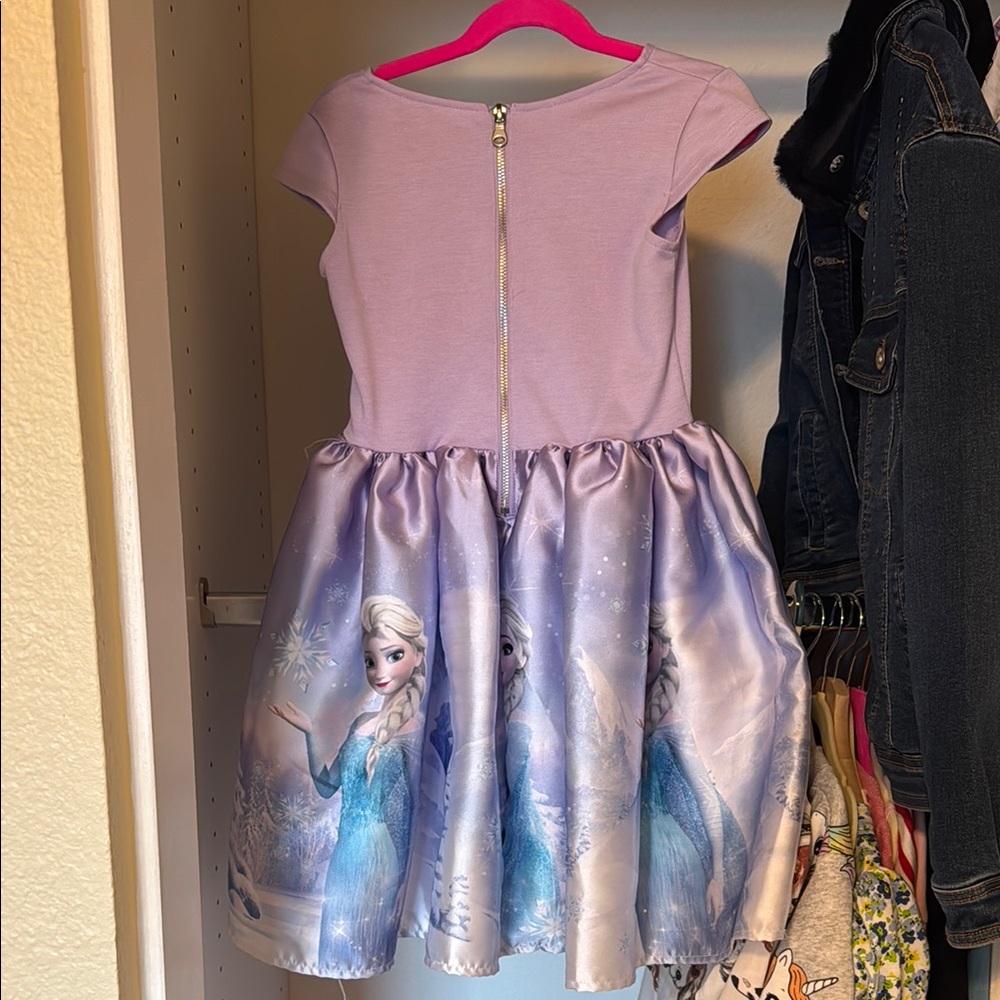 Disney Girls Lavender & Blue Elsa Satin Bow Formal Dress - Picture 3 of 7